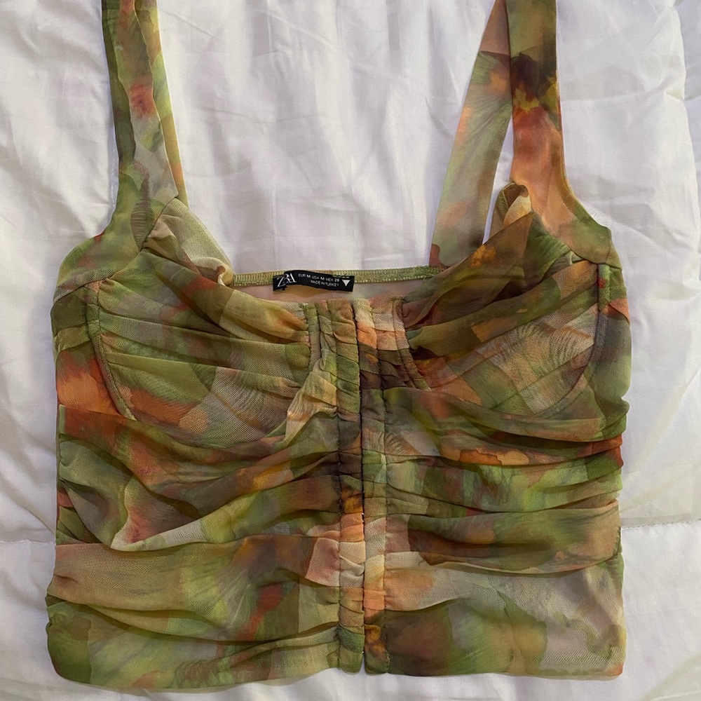 Zara mesh corset crop top